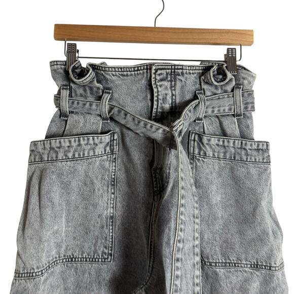 Agolde Aden Paperbag Belted Utility Wide Leg Jeans Rolling Thunder Gray Size 25 - Picture 5 of 13